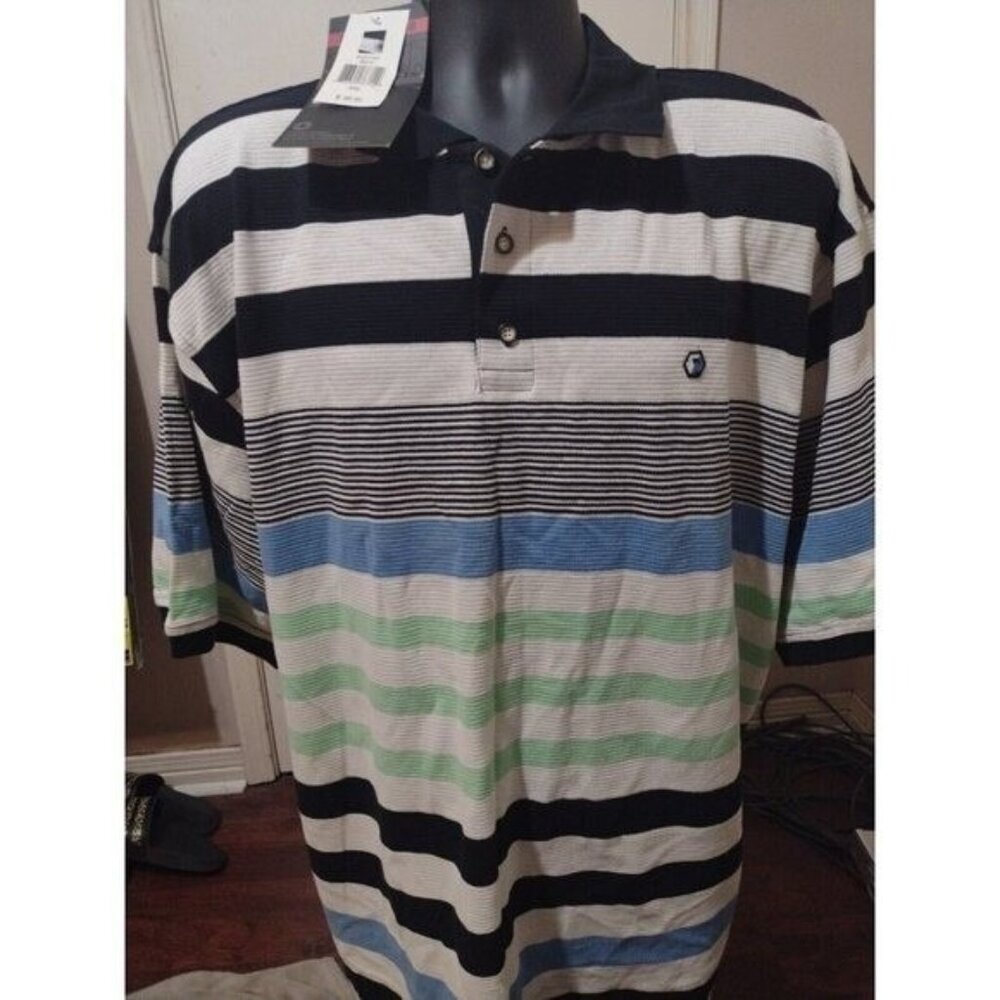 NWT New South Pole MultiColor Short Sleeve Polo Shirt 3XL Cotton Striped